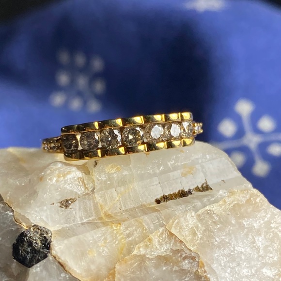 10k Yellow Gold Large Diamond Ring - Picture 4 of 14